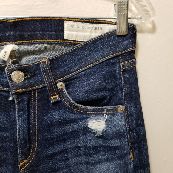 Rag & Bone Jeans Capri Distressed Dark Shredded 25 - Picture 4 of 13
